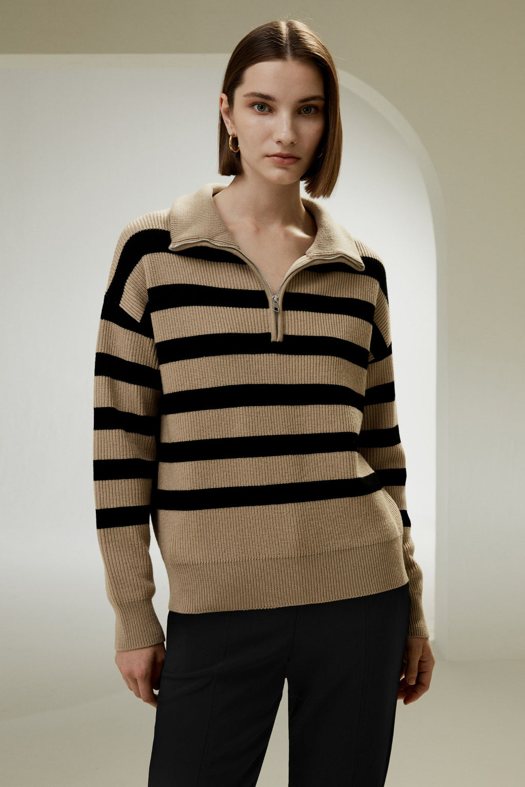Collared Quarter-Zip Wool Sweater
