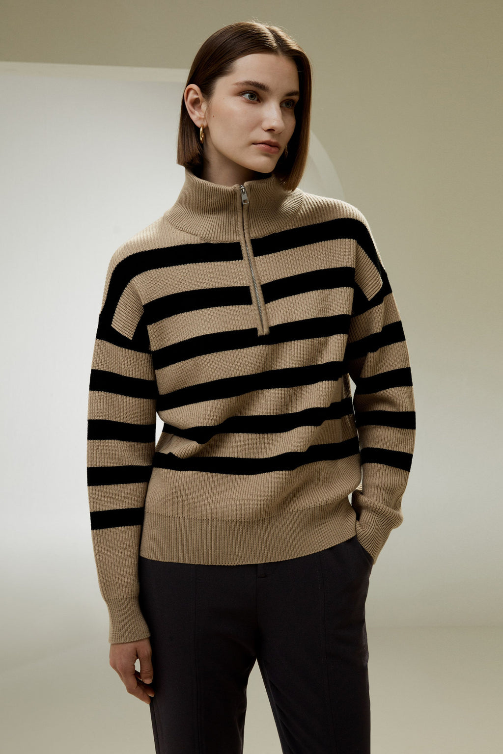 Collared Quarter-Zip Wool Sweater