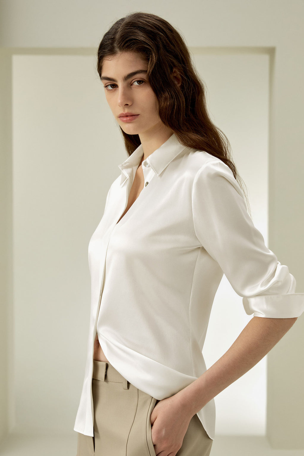 Elegant Silhouette Silk Shirt