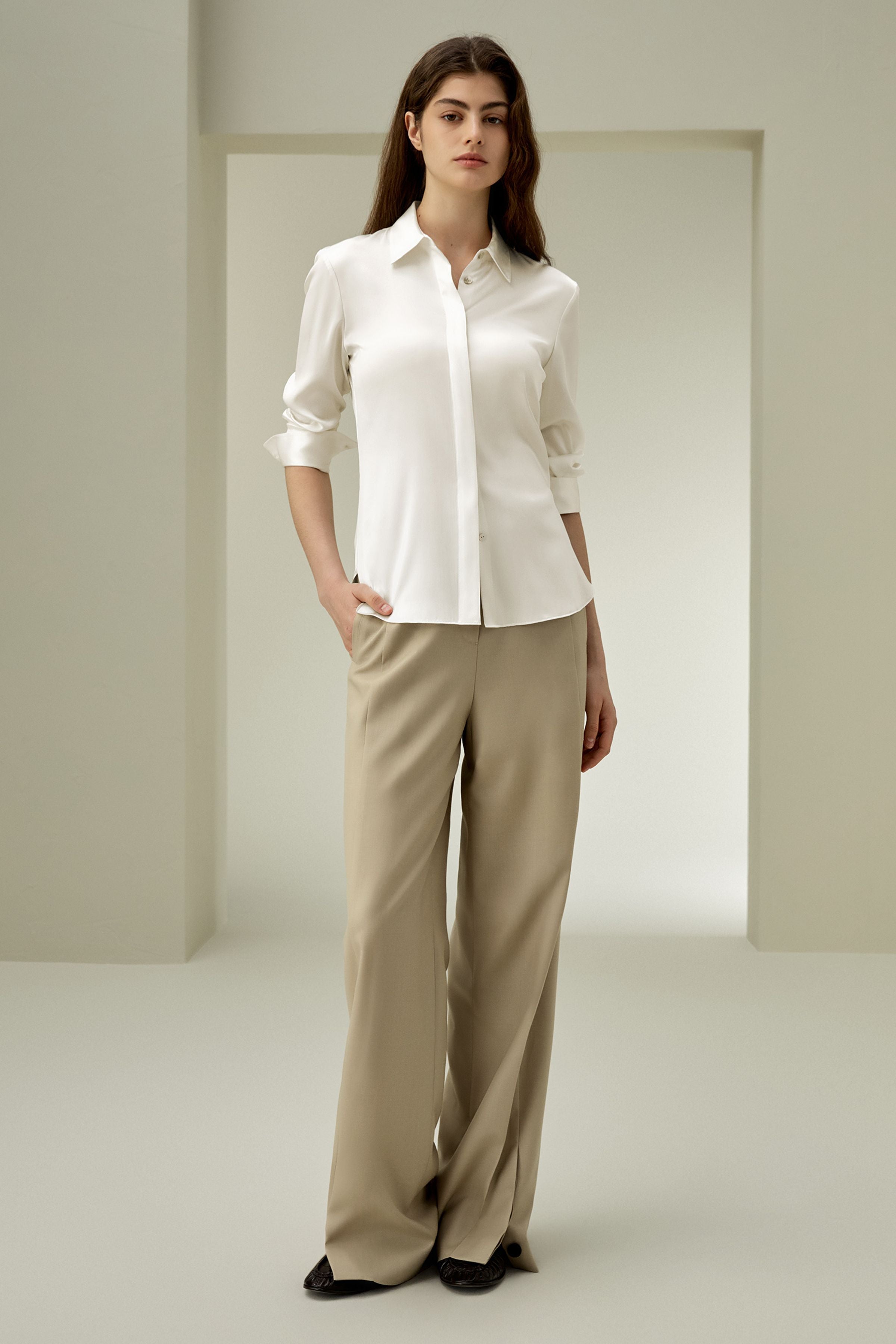 Elegant Silhouette Silk Shirt