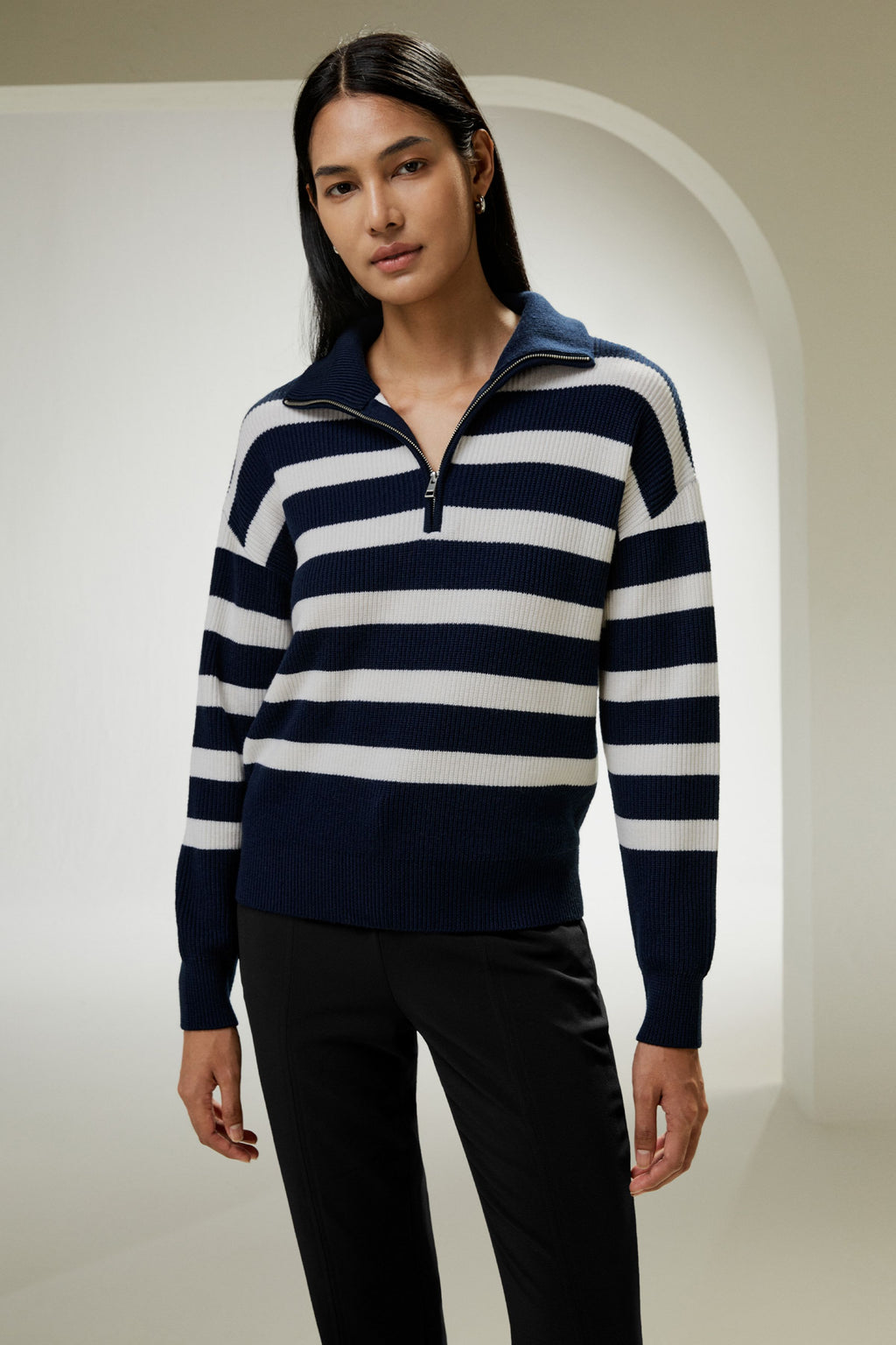 Collared Quarter-Zip Wool Sweater