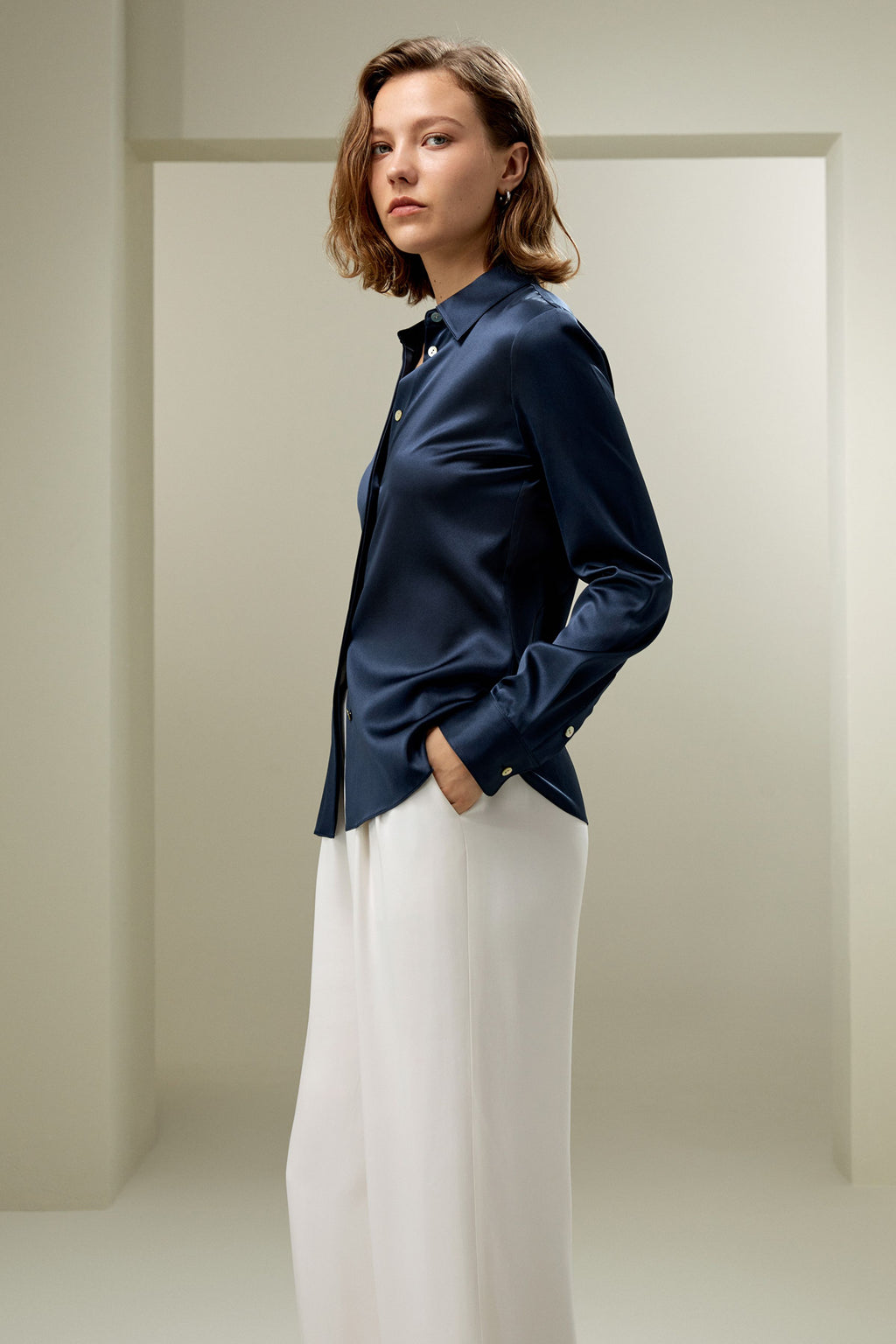 Elegant Silhouette Silk Shirt