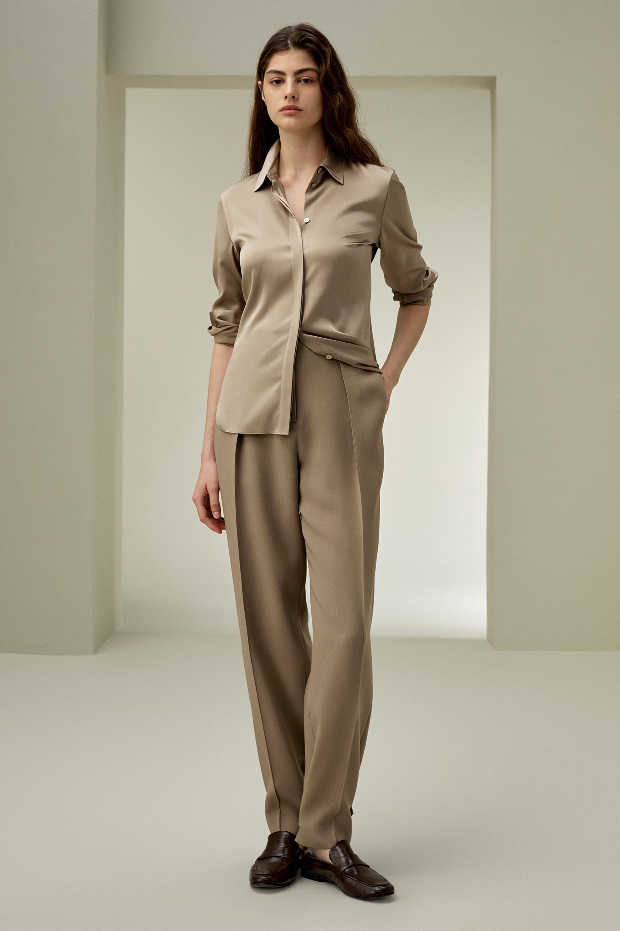 Elegant Silhouette Silk Shirt