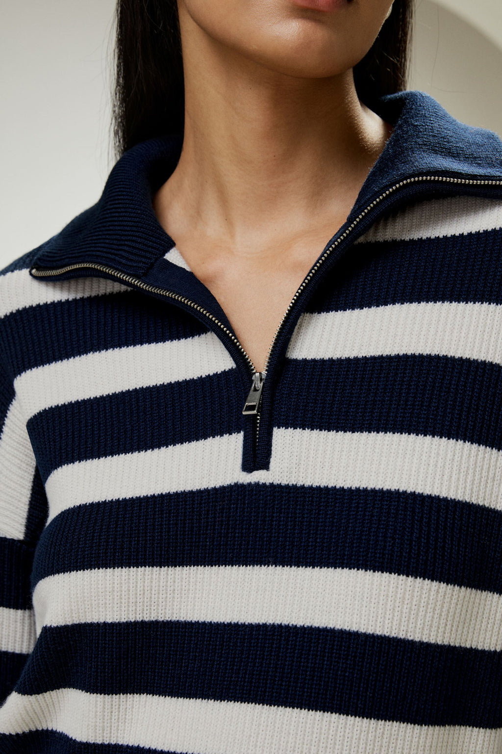Collared Quarter-Zip Wool Sweater