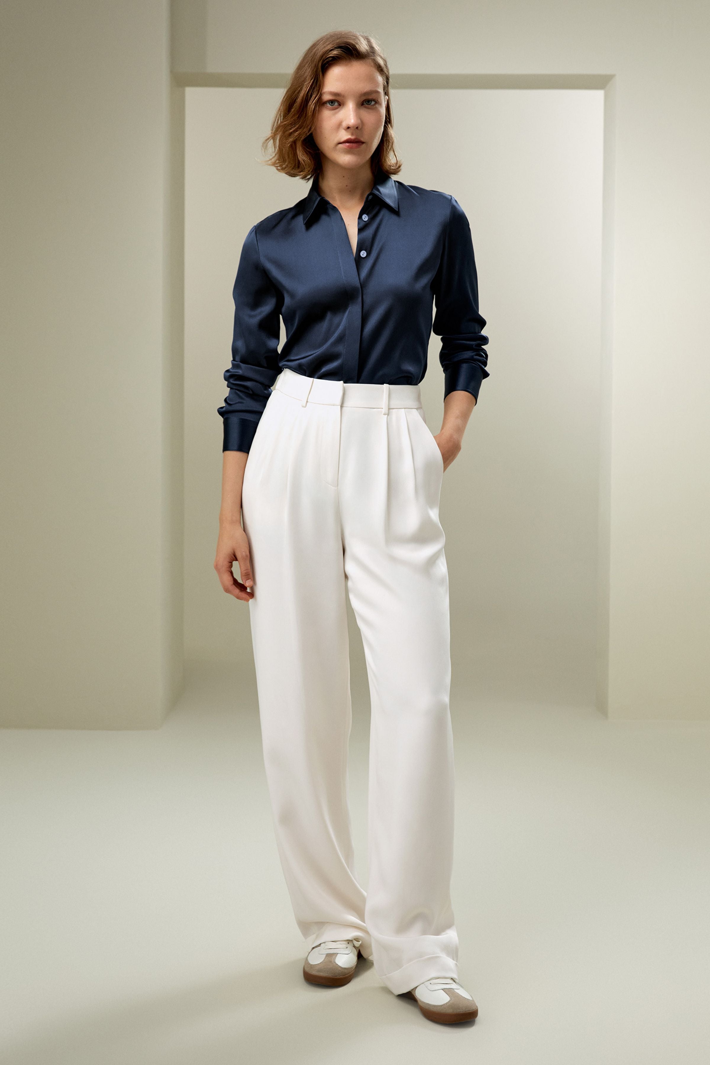 Elegant Silhouette Silk Shirt