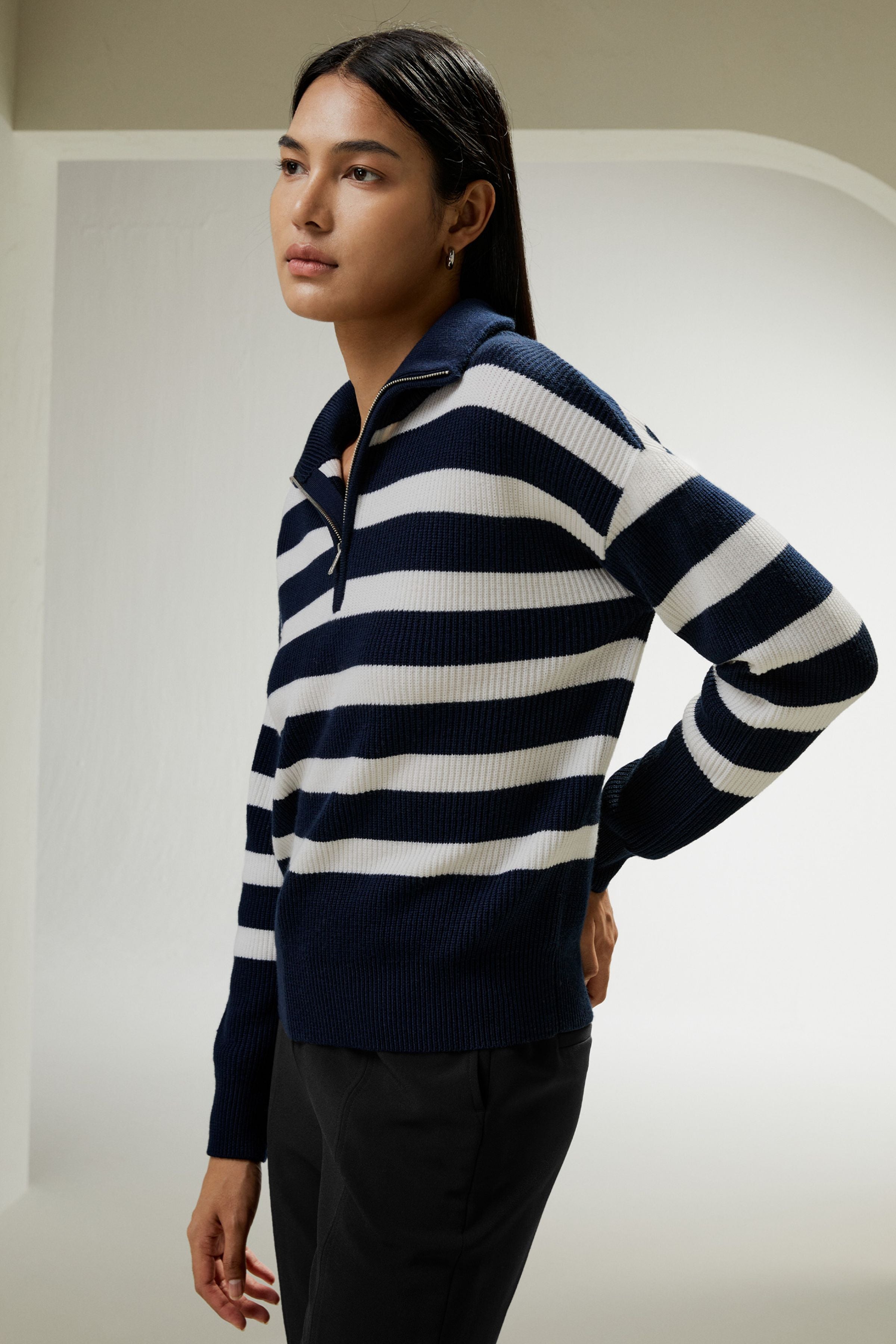 Collared Quarter-Zip Wool Sweater