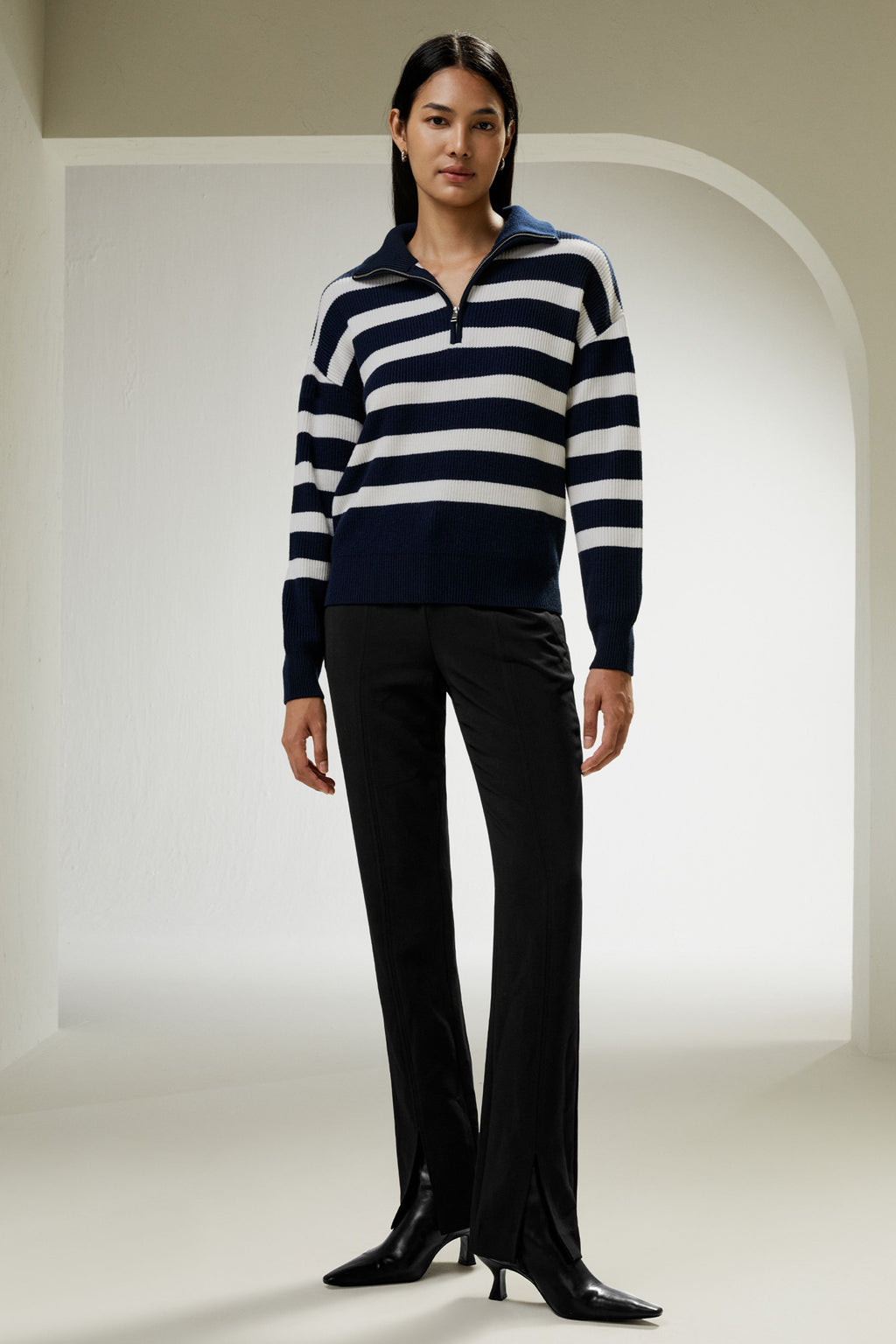 Collared Quarter-Zip Wool Sweater
