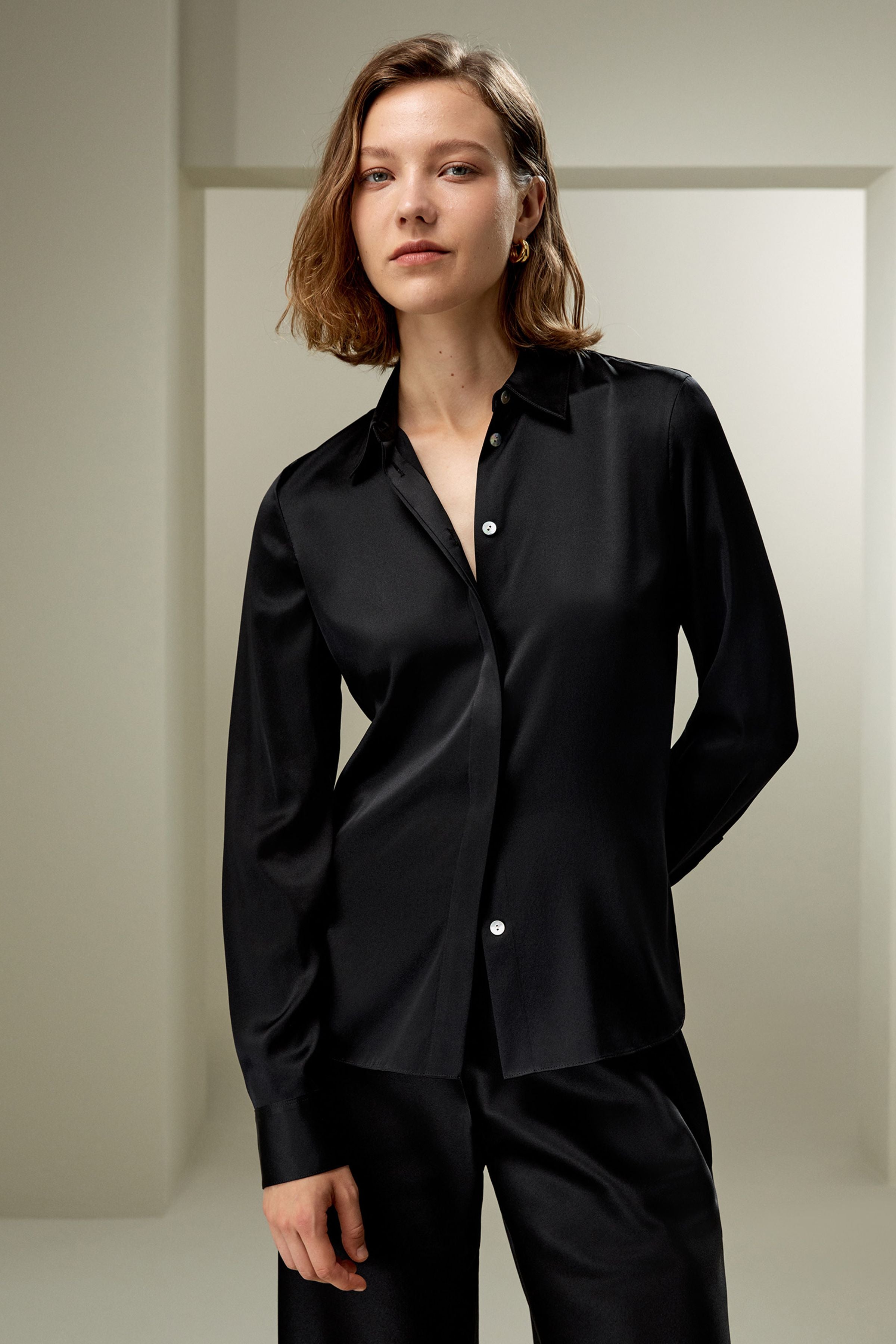 Elegant Silhouette Silk Shirt