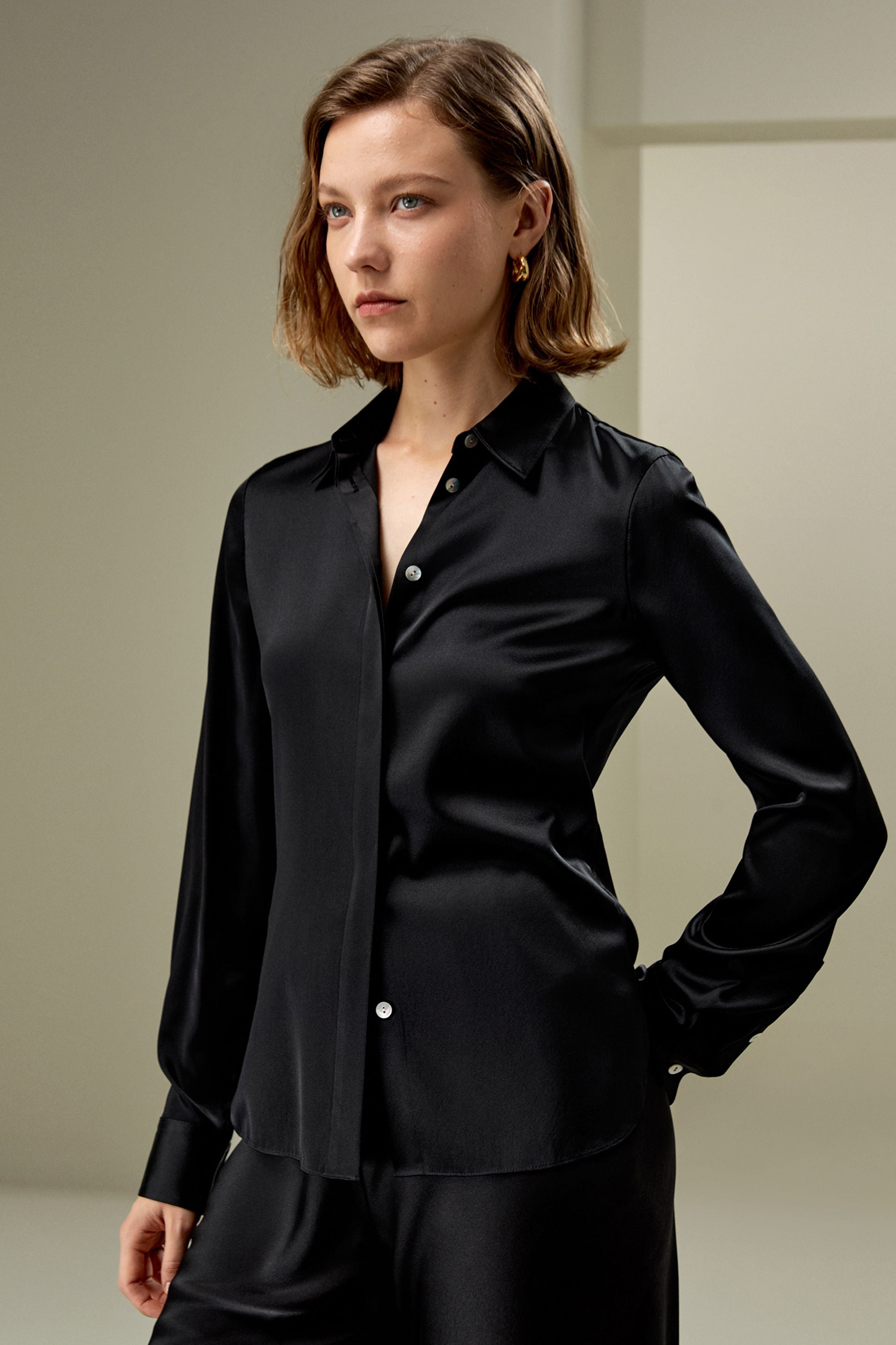 Elegant Silhouette Silk Shirt