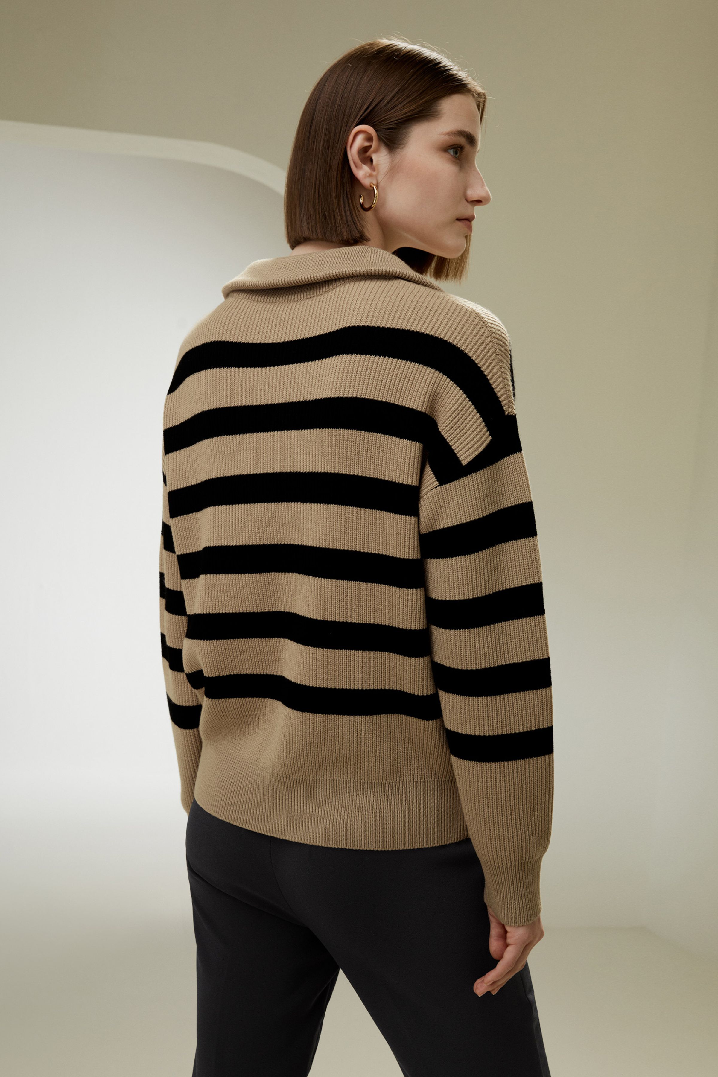 Collared Quarter-Zip Wool Sweater