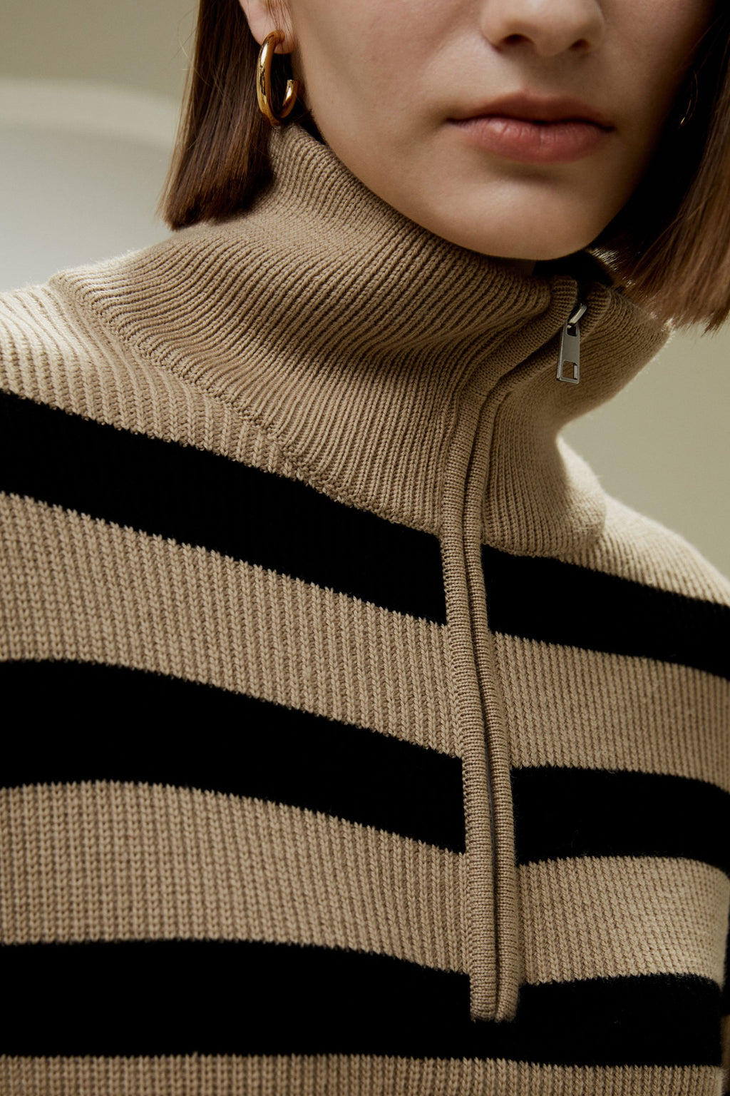 Collared Quarter-Zip Wool Sweater