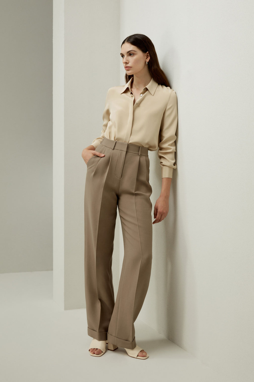 Graceful Button Up Silk Blouse