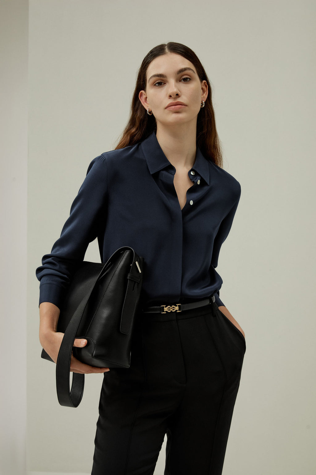 Graceful Button Up Silk Blouse