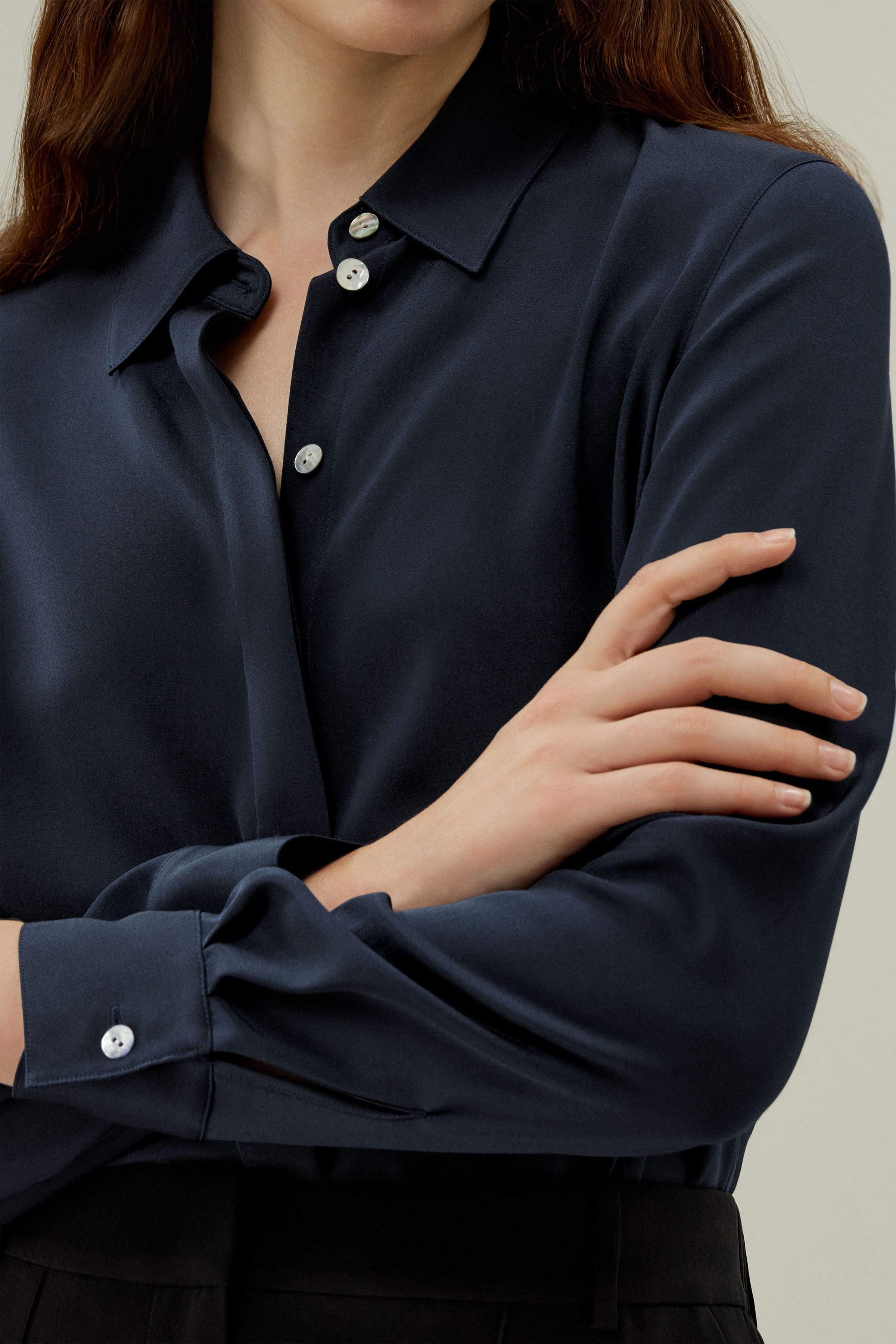 Graceful Button Up Silk Blouse