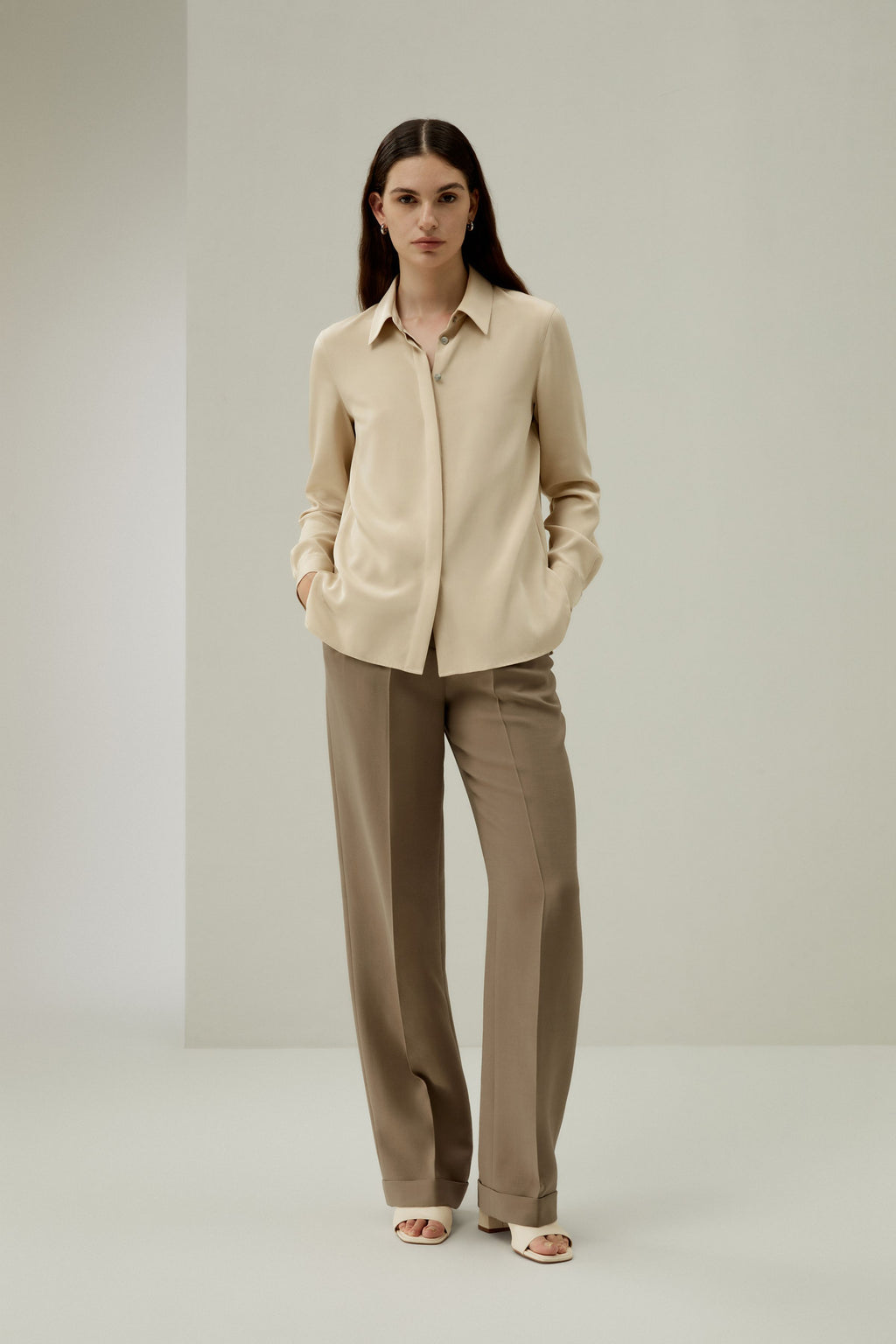 Graceful Button Up Silk Blouse