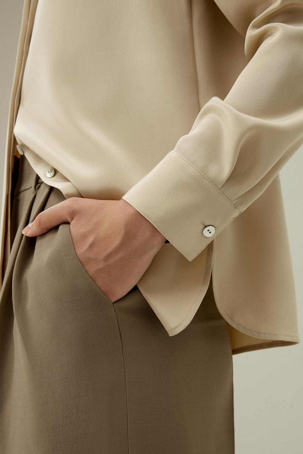 Graceful Button Up Silk Blouse