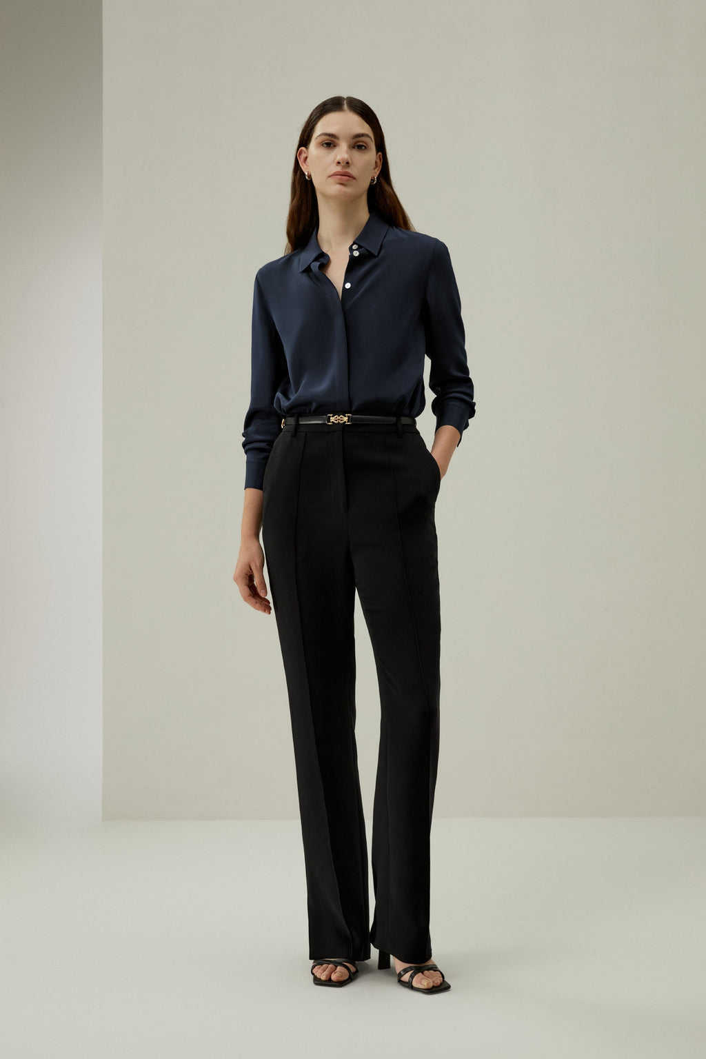 Graceful Button Up Silk Blouse