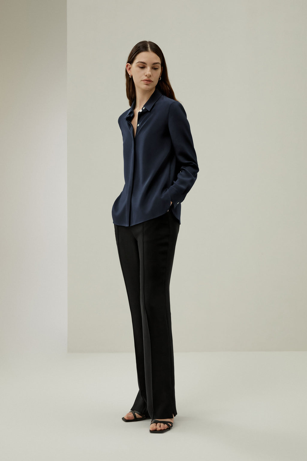 Graceful Button Up Silk Blouse