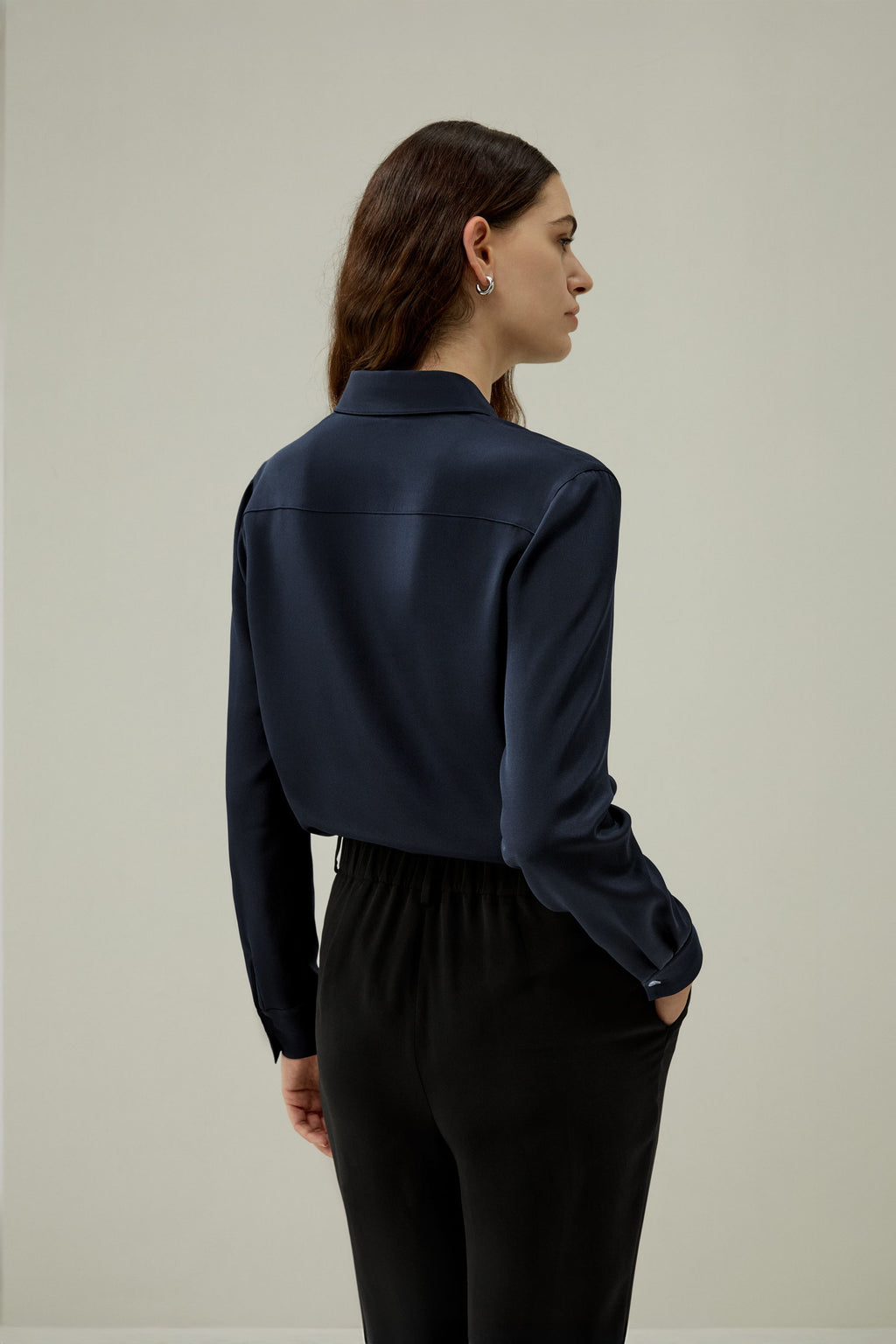 Graceful Button Up Silk Blouse