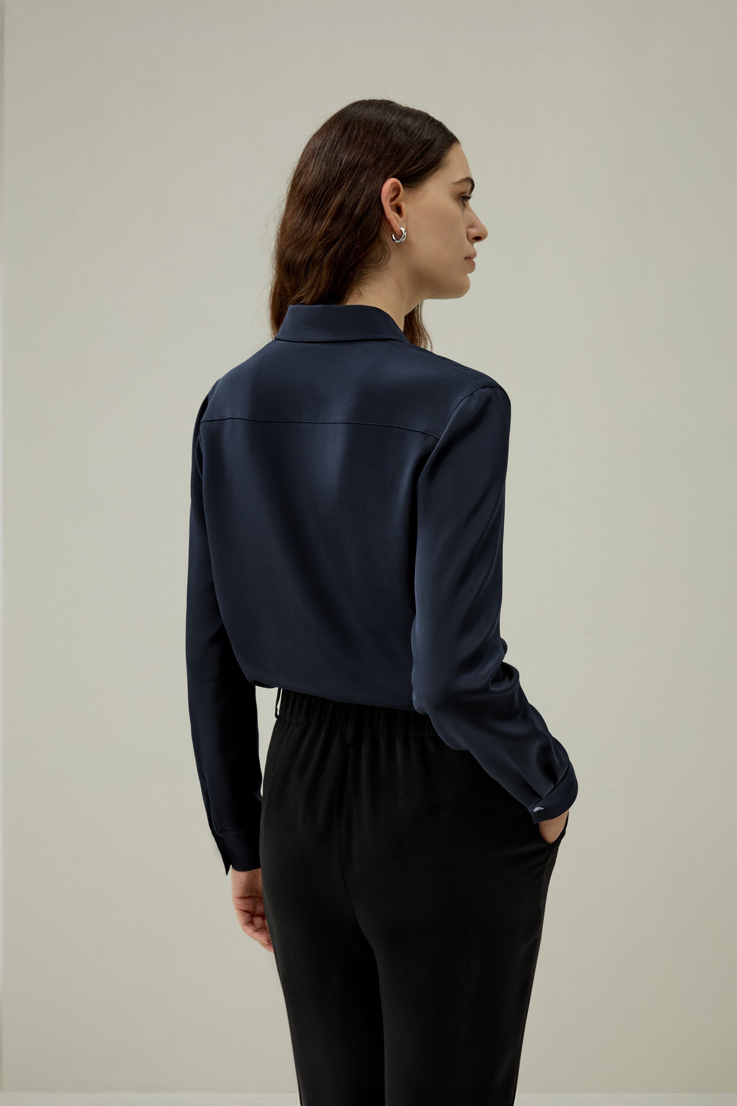 Graceful Button Up Silk Blouse