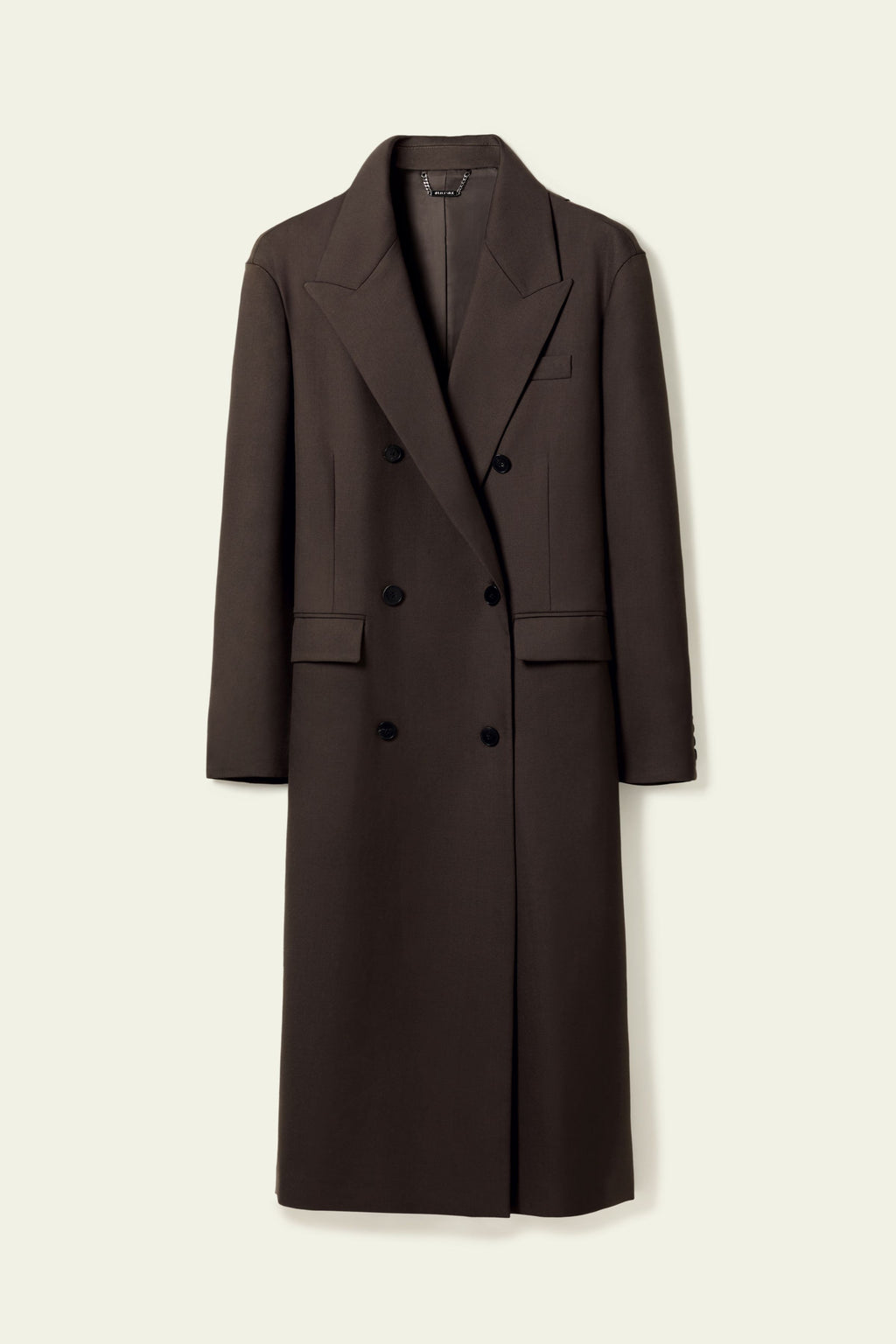 Draped Silk-Wool Draped Long Coat