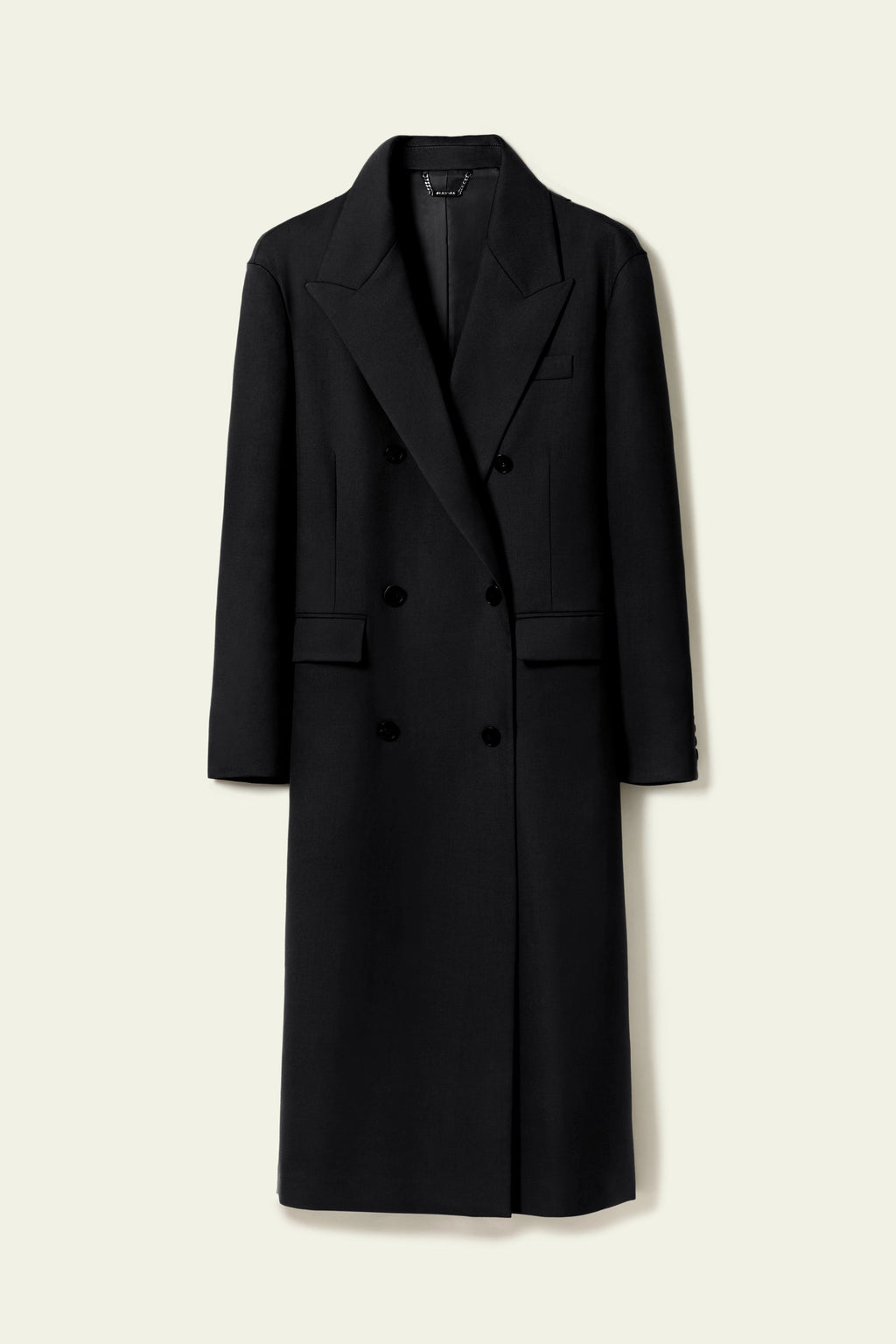 Draped Silk-Wool Draped Long Coat