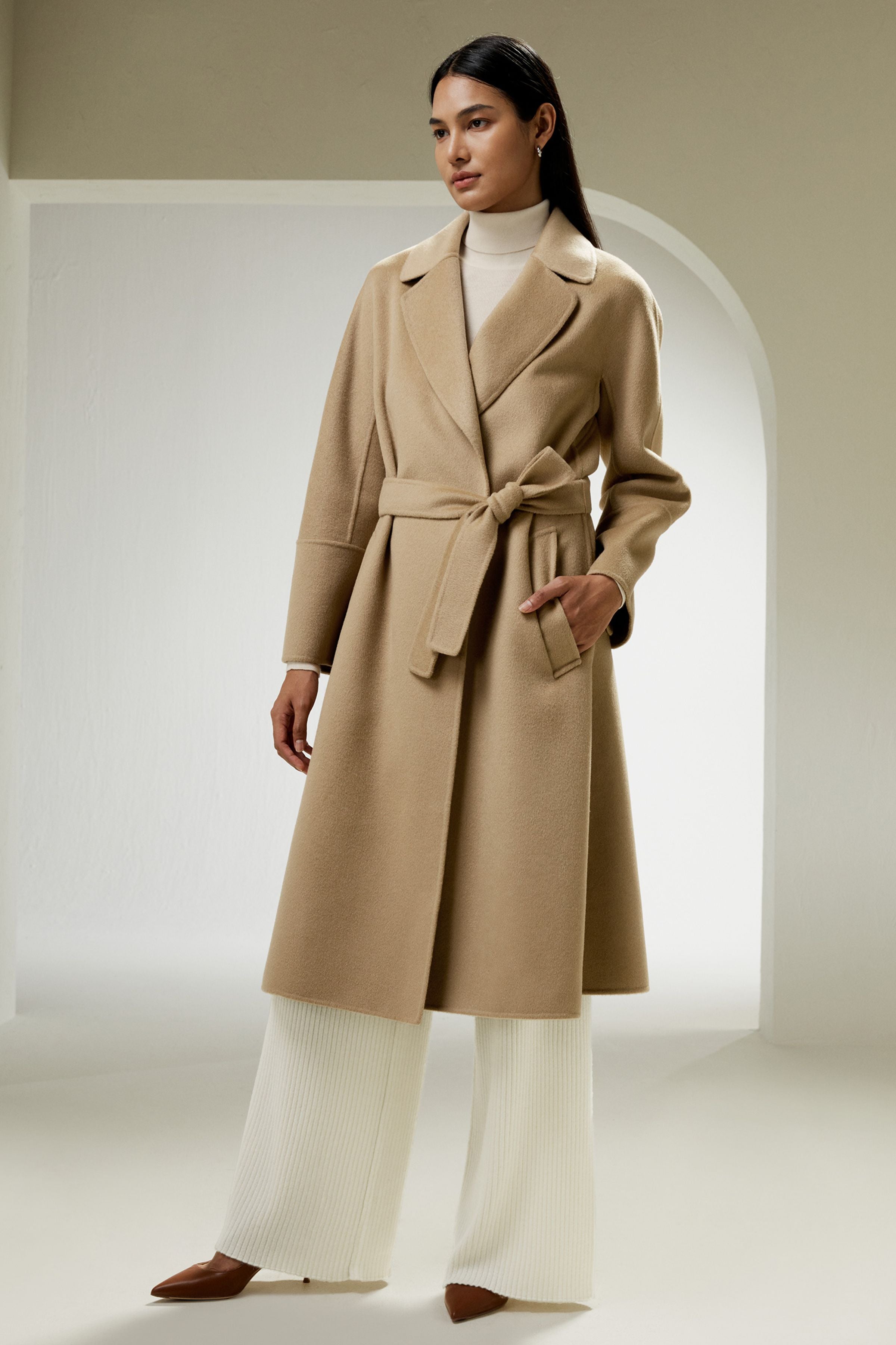 Double-faced Wool-blend Robe Coat