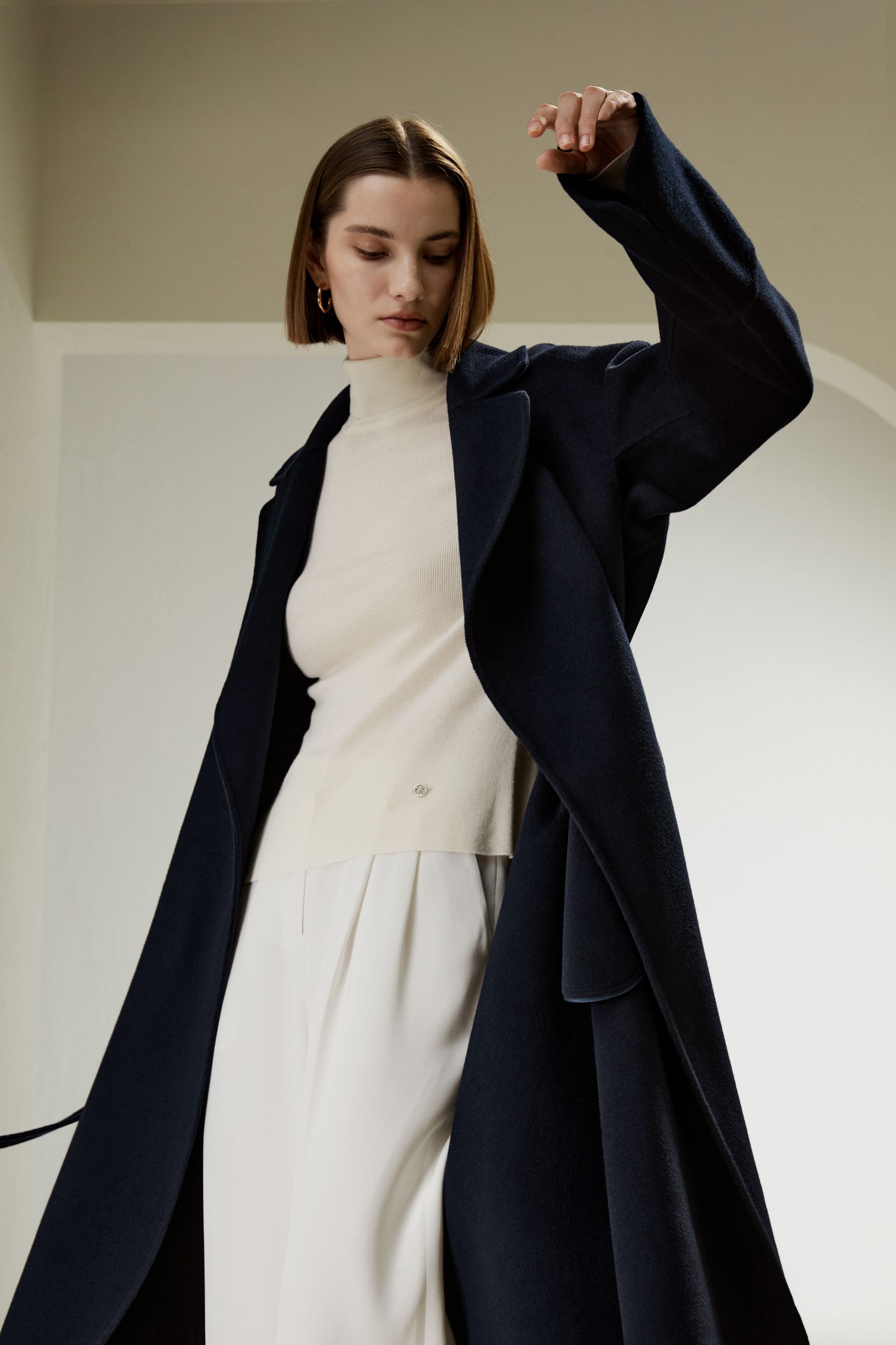Double-faced Wool-blend Robe Coat