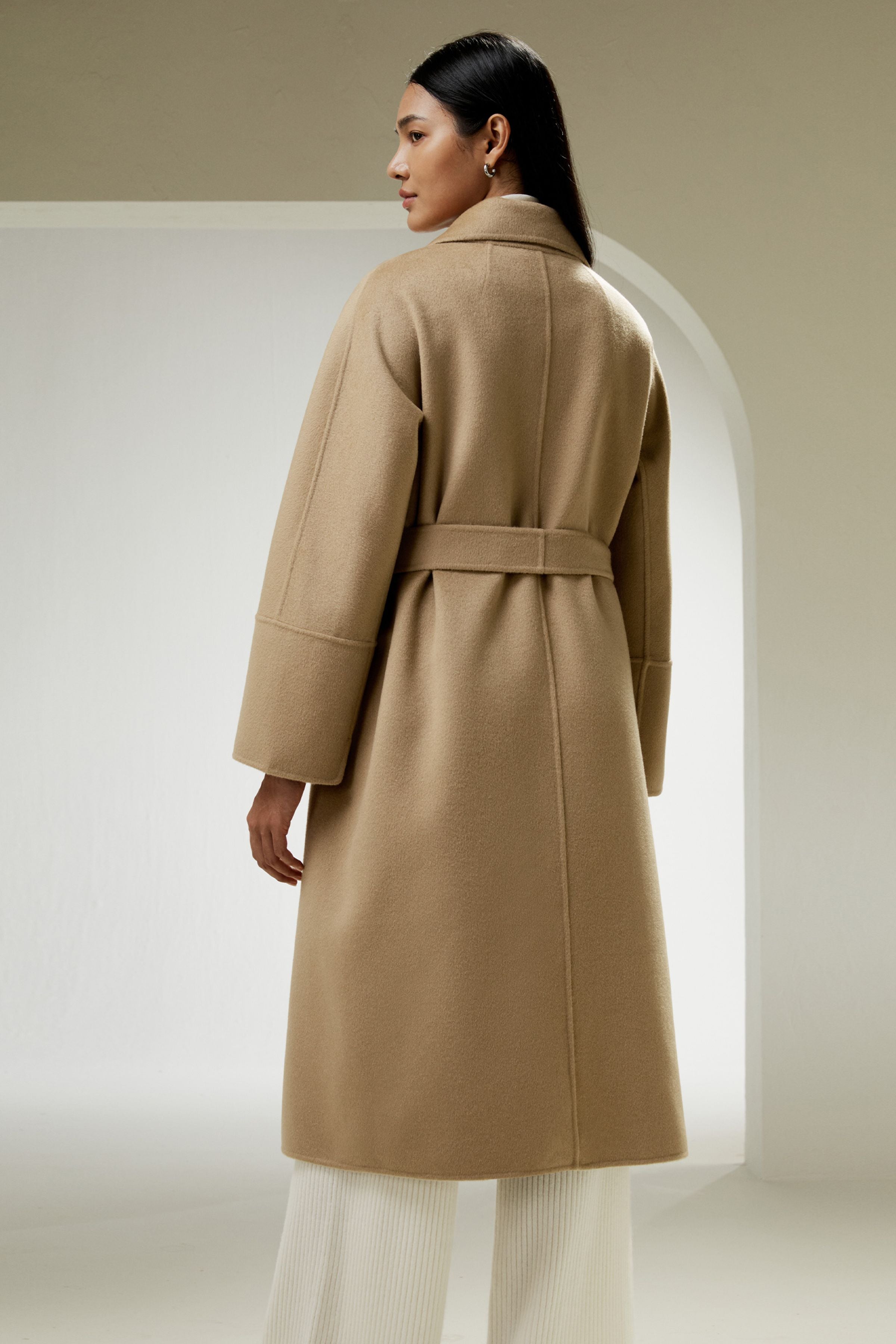 Double-faced Wool-blend Robe Coat