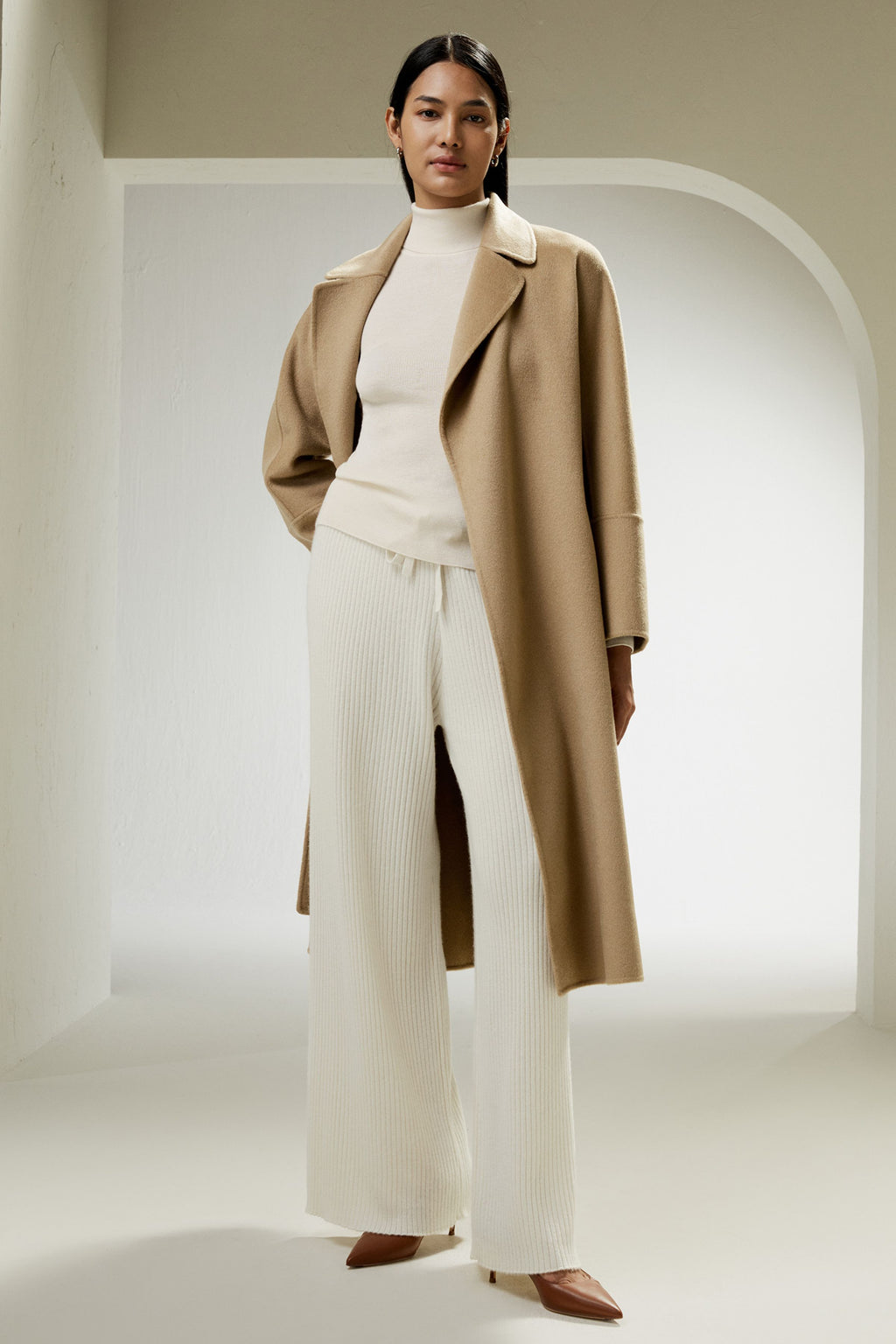 Double-faced Wool-blend Robe Coat