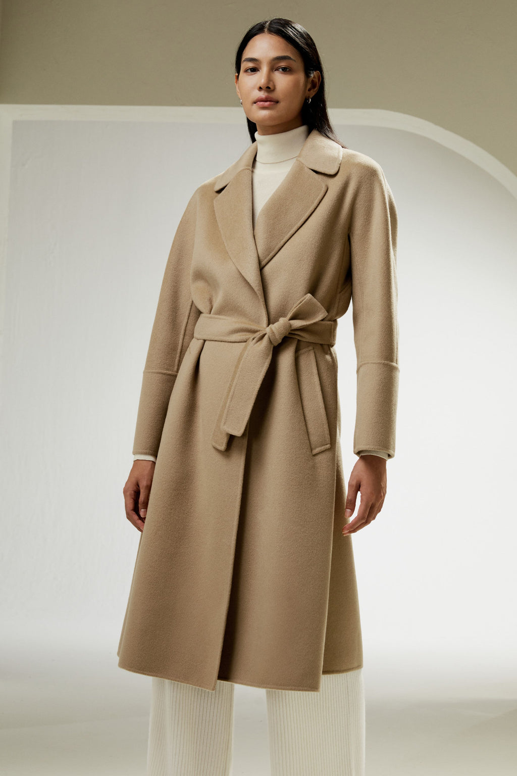 Double-faced Wool-blend Robe Coat