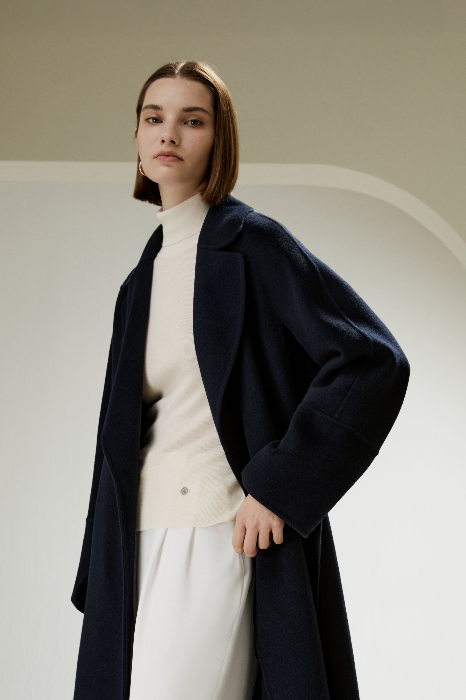 Double-faced Wool-blend Robe Coat