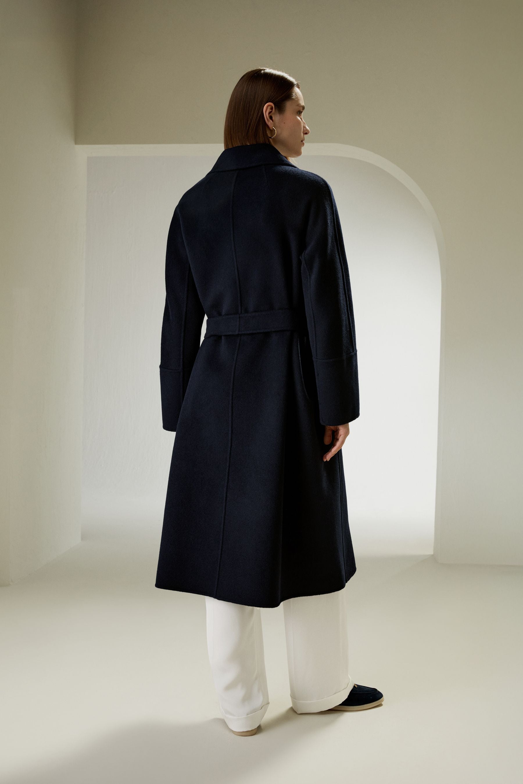 Double-faced Wool-blend Robe Coat