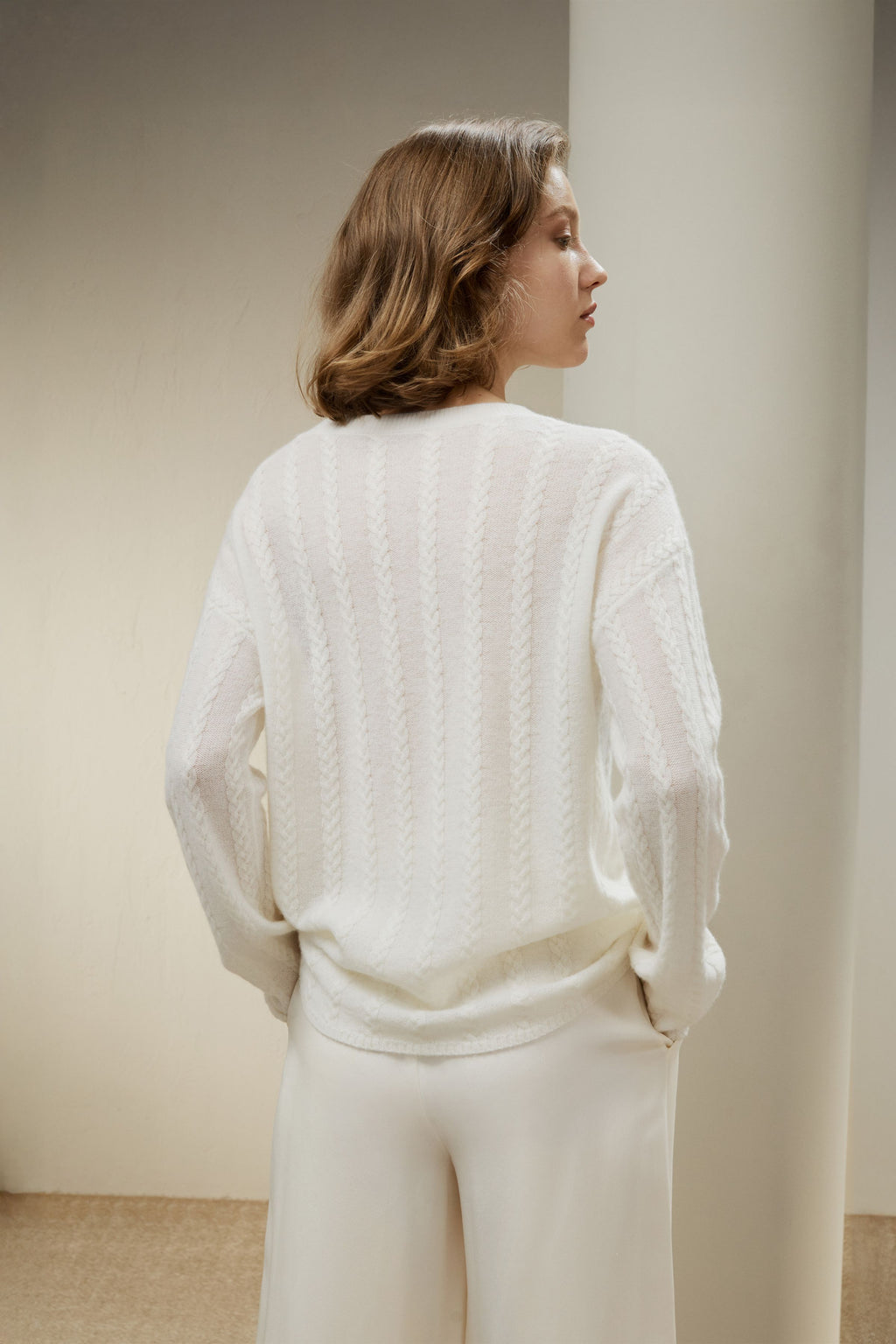 Semi-Sheer Cable-knit Cashmere Sweater