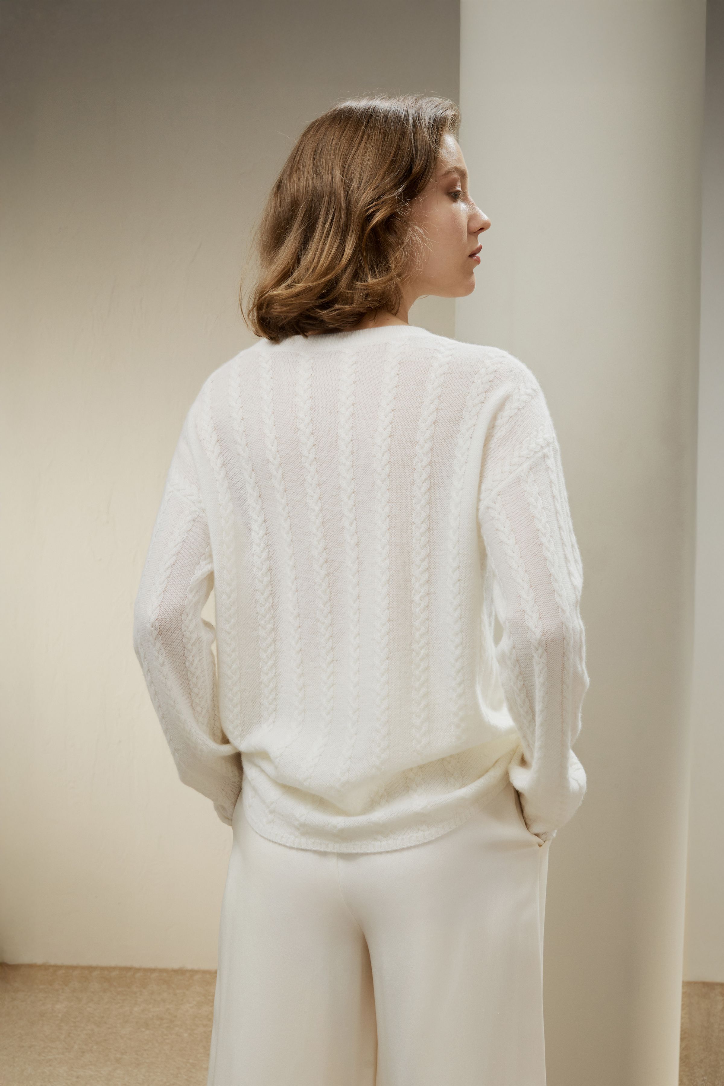 Semi-Sheer Cable-knit Cashmere Sweater
