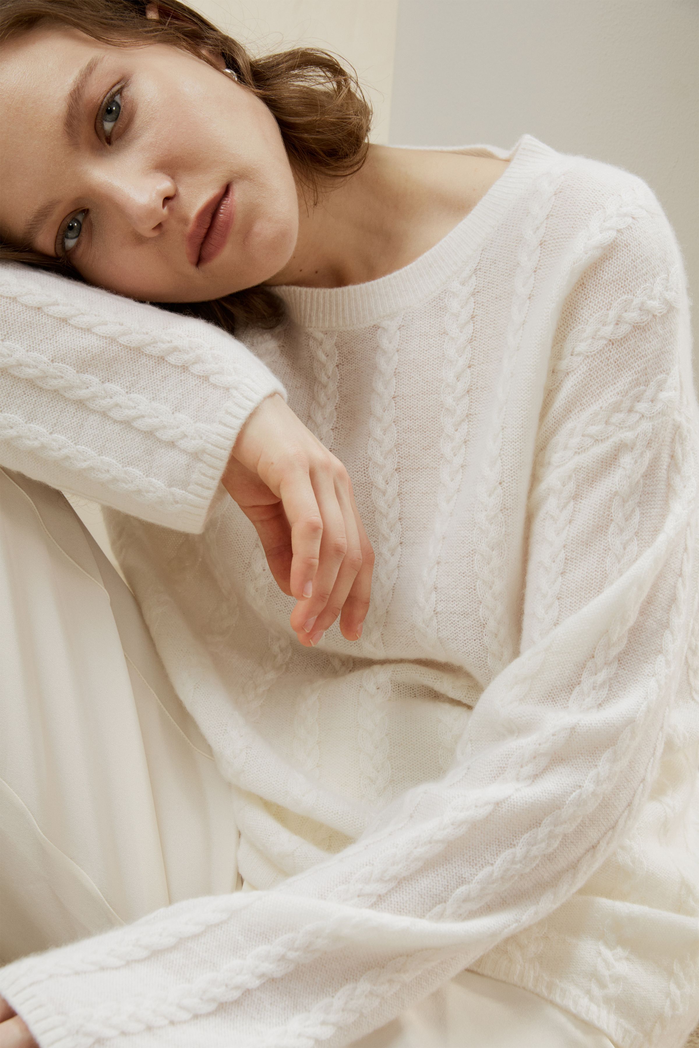 Semi-Sheer Cable-knit Cashmere Sweater
