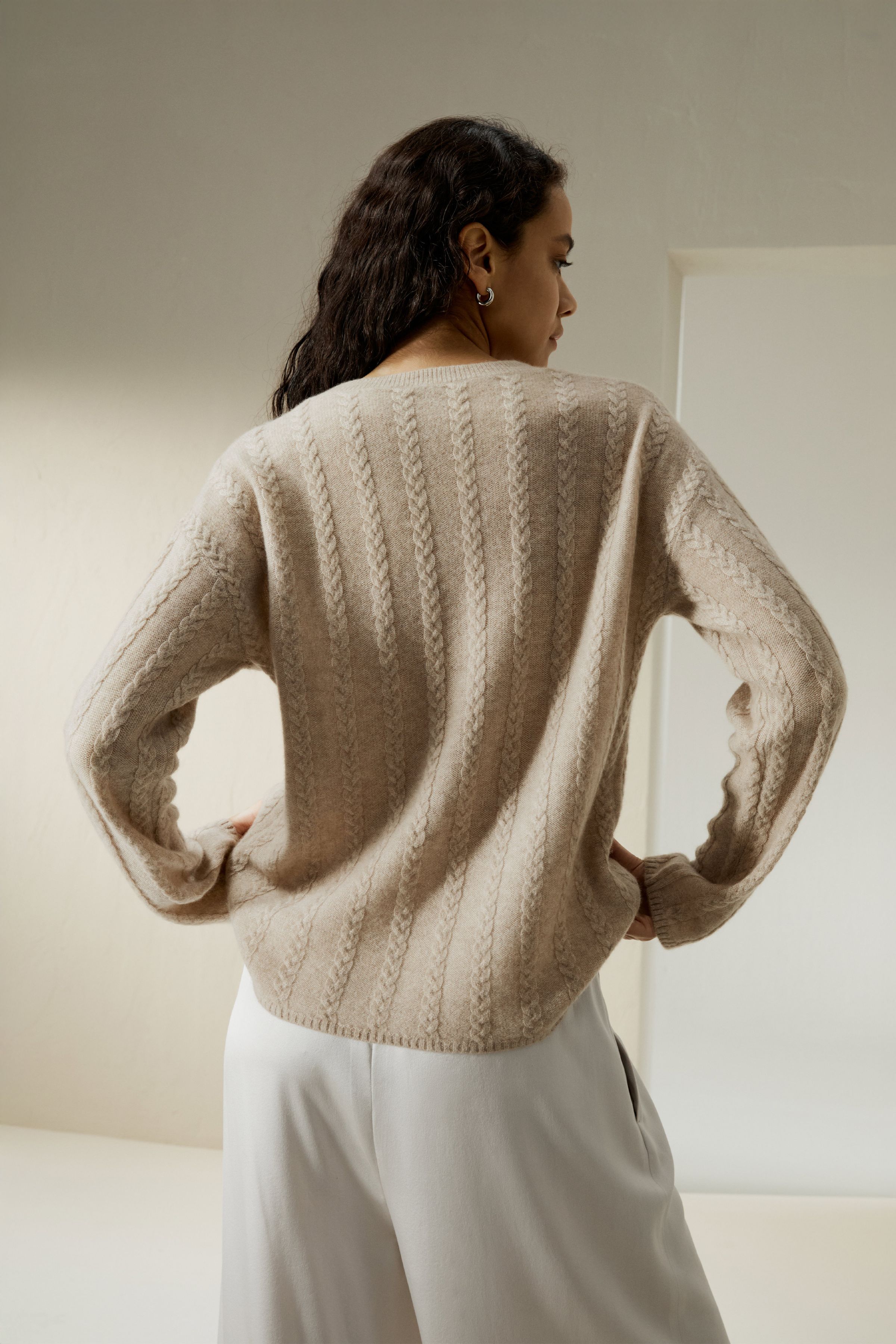 Semi-Sheer Cable-knit Cashmere Sweater