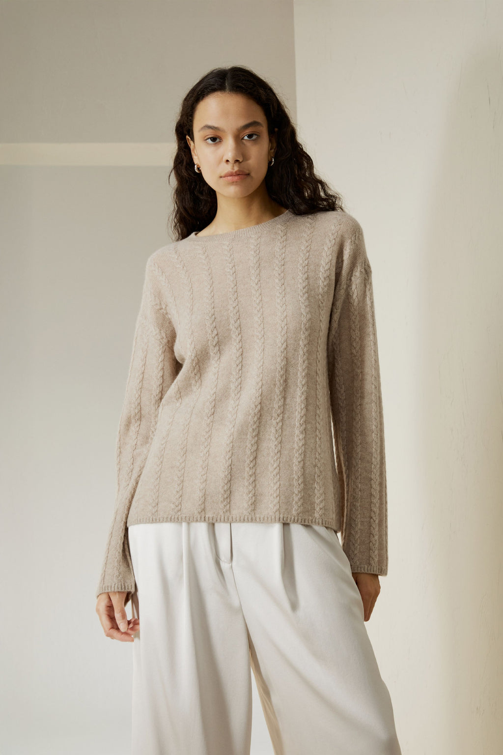 Semi-Sheer Cable-knit Cashmere Sweater