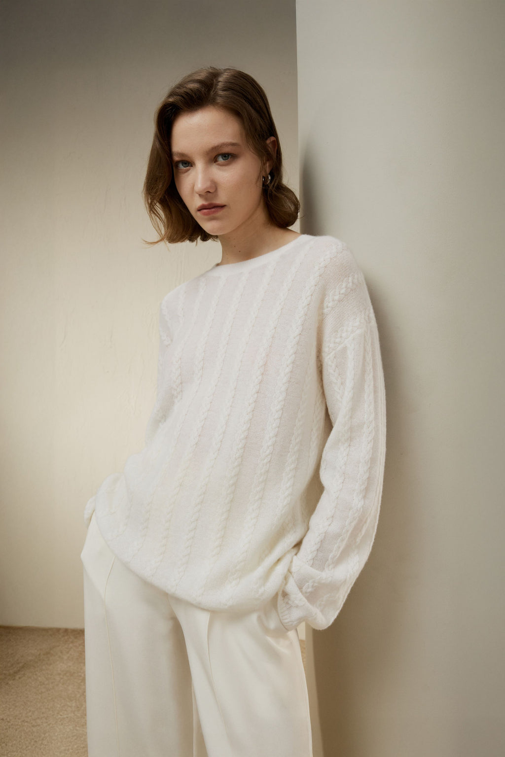 Semi-Sheer Cable-knit Cashmere Sweater