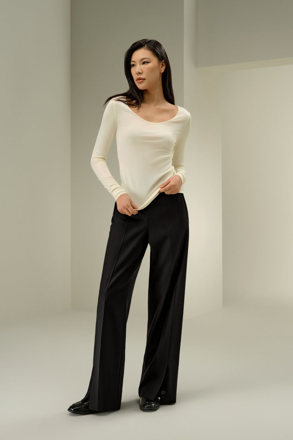 Scoop-Neck Pure Silk Slim Fit Top