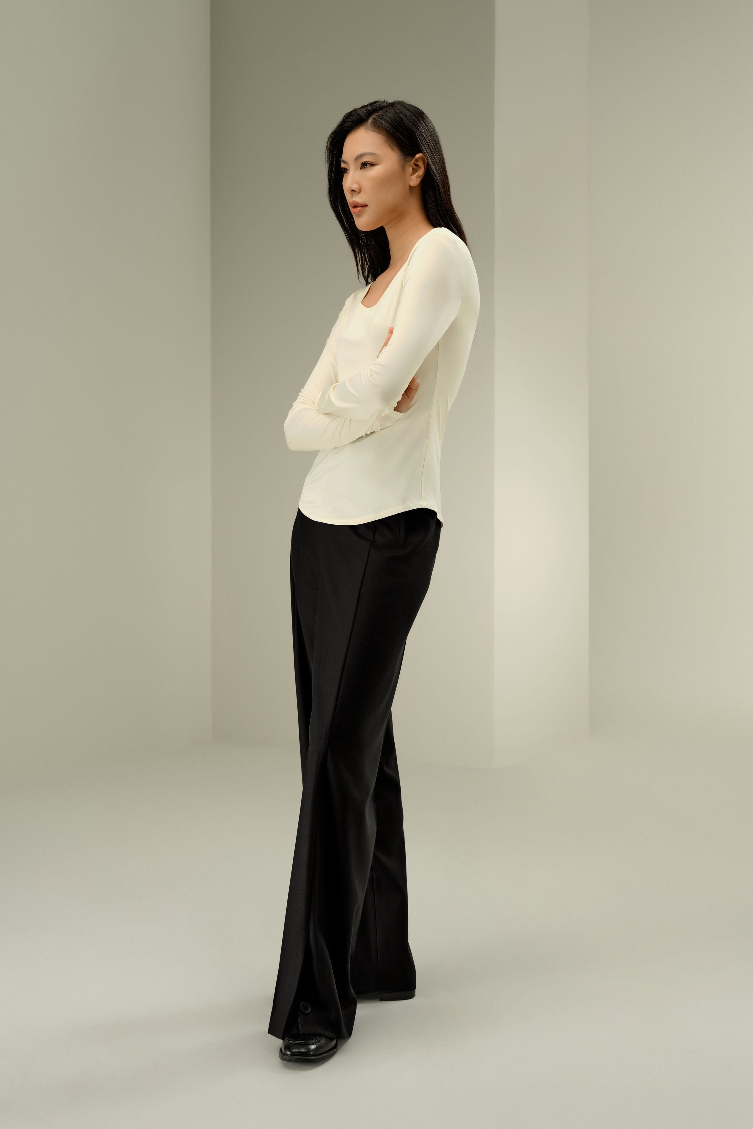 Scoop-Neck Pure Silk Slim Fit Top